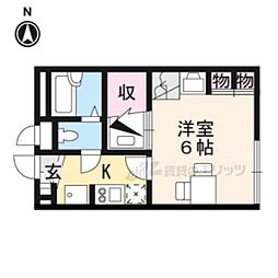 レオパレスプランタ 1Kの間取図画像