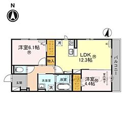 コンフォルタ 2LDKの間取図画像
