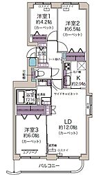 サンシティ大谷地 3LDKの間取図画像