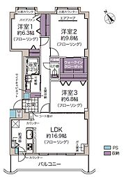 リトムさっぽろ・大谷地 3LDKの間取図画像