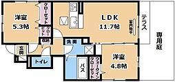 メゾン　ソレイユ 1階2LDKの間取り