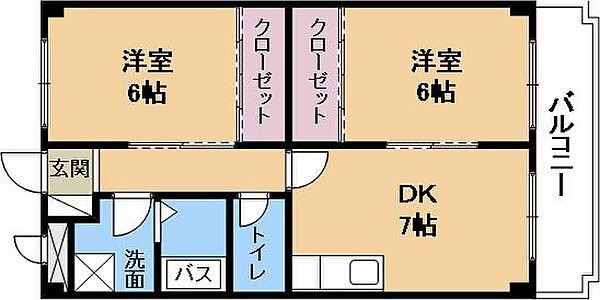 グローリ南草津 ｜滋賀県草津市野路町(賃貸マンション2DK・2階・48.66㎡)の写真 その2