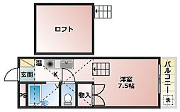 コーポユース 1階ワンルームの間取り
