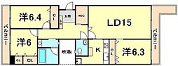 ビクトリアコート夙川 3LDKの間取図画像