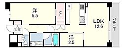 LiveCasa西宮 2LDKの間取図画像