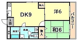 シャトー樋之池 2DKの間取図画像