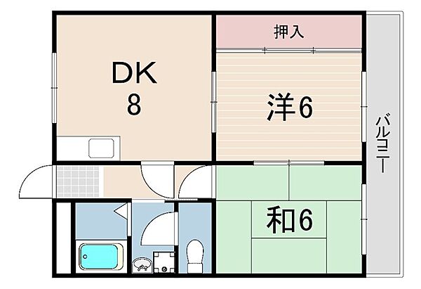 ハイツヨシダ ｜兵庫県西宮市柳本町(賃貸マンション2DK・2階・48.00㎡)の写真 その2