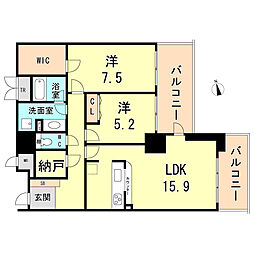 セントラルガーデンタワー 2LDKの間取図画像
