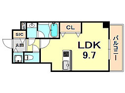 ブランTAT西宮本町2 ワンルームの間取図画像