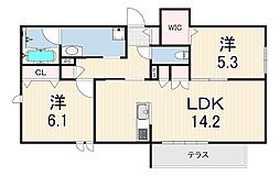 HEBEL MAISON 甲東園 2LDKの間取図画像