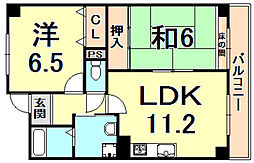 ファミリアル門戸 2LDKの間取図画像