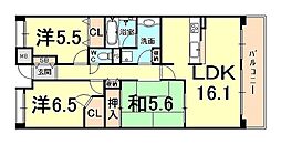 甲子園六石町ハイツ 3LDKの間取図画像
