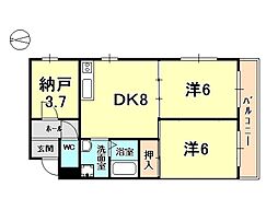 1996Hera 2LDKの間取図画像