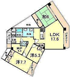 KDXレジデンス夙川ヒルズ1番館 3SLDKの間取図画像
