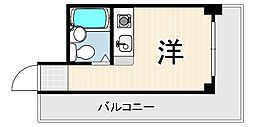 シャトー北野 ワンルームの間取図画像