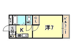 ステラライト19 1Kの間取図画像