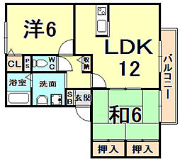 イーストハイム2 2LDKの間取図画像