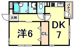 ロイヤルメゾン西宮北口7 1DKの間取図画像
