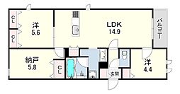 Vivre3苦楽園 3LDKの間取図画像