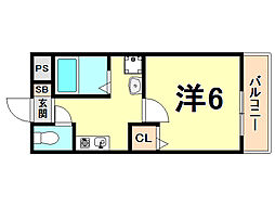 三記マンション3 1Kの間取図画像