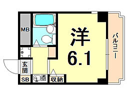 ダンディライオン西宮 1Kの間取図画像