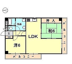 エクセレント西宮北口 2LDKの間取図画像
