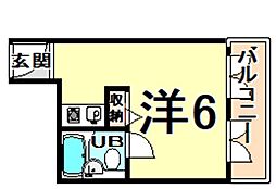 カルム甲子園 ワンルームの間取図画像