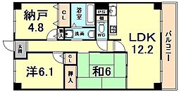 グレンツェント甲東園 2SLDKの間取図画像