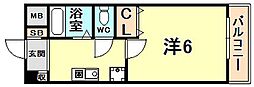 サテライトビル1 1Kの間取図画像