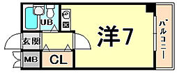 ユニテソリステ鳴尾 ワンルームの間取図画像