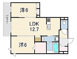 モアナ甲子園 2LDKの間取図画像