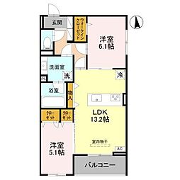 TN-STORIA昭和園 2LDKの間取図画像