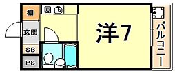サンハイツ白鳩パート3 ワンルームの間取図画像