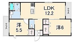 シーサイドヴィラ浜甲子園 2LDKの間取図画像