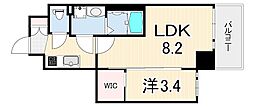 ソルテラス甲子園口クレアスト 1LDKの間取図画像