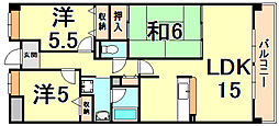 ベルパレス高木 3LDKの間取図画像