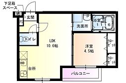 西宮市南甲子園2丁目アパート 1LDKの間取図画像