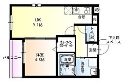 西宮市南甲子園2丁目アパート 1LDKの間取図画像