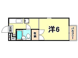 アメニティ夙川 1Kの間取図画像