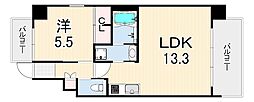 西宮市常磐町マンション 1LDKの間取図画像