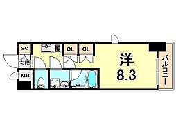 ブランシエスタ西宮 1Kの間取図画像