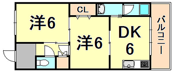 西宮グリーンハイツ1 ｜兵庫県西宮市薬師町(賃貸アパート2DK・1階・41.85㎡)の写真 その2