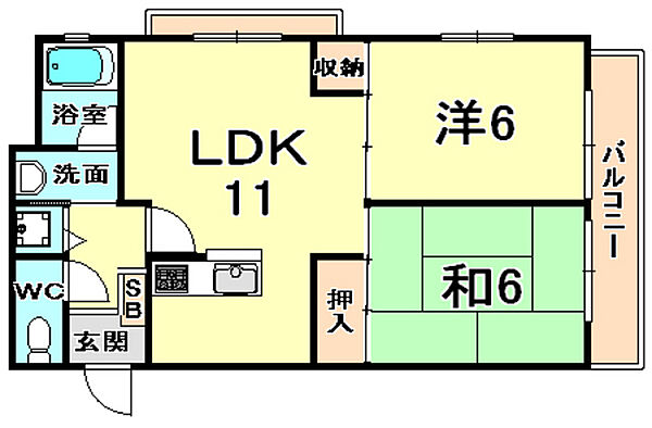 シャルマンドミール ｜兵庫県西宮市獅子ケ口町(賃貸マンション2LDK・3階・49.24㎡)の写真 その2