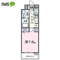 スマイル72 2階1Kの間取り