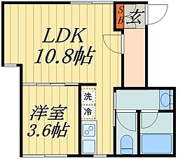 JR京浜東北・根岸線 西川口駅 徒歩6分の賃貸マンション 2階1LDKの間取り