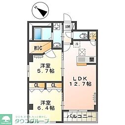 JR埼京線 南与野駅 徒歩15分の賃貸マンション 1階2LDKの間取り