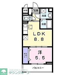 東武東上線 下赤塚駅 徒歩17分の賃貸アパート 1階1LDKの間取り