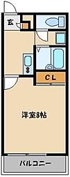 JR埼京線 北与野駅 徒歩17分の賃貸マンション 3階1Kの間取り