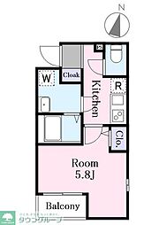 JR京浜東北・根岸線 蕨駅 徒歩10分の賃貸アパート 3階1Kの間取り