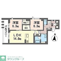 グランコート 2LDKの間取図画像